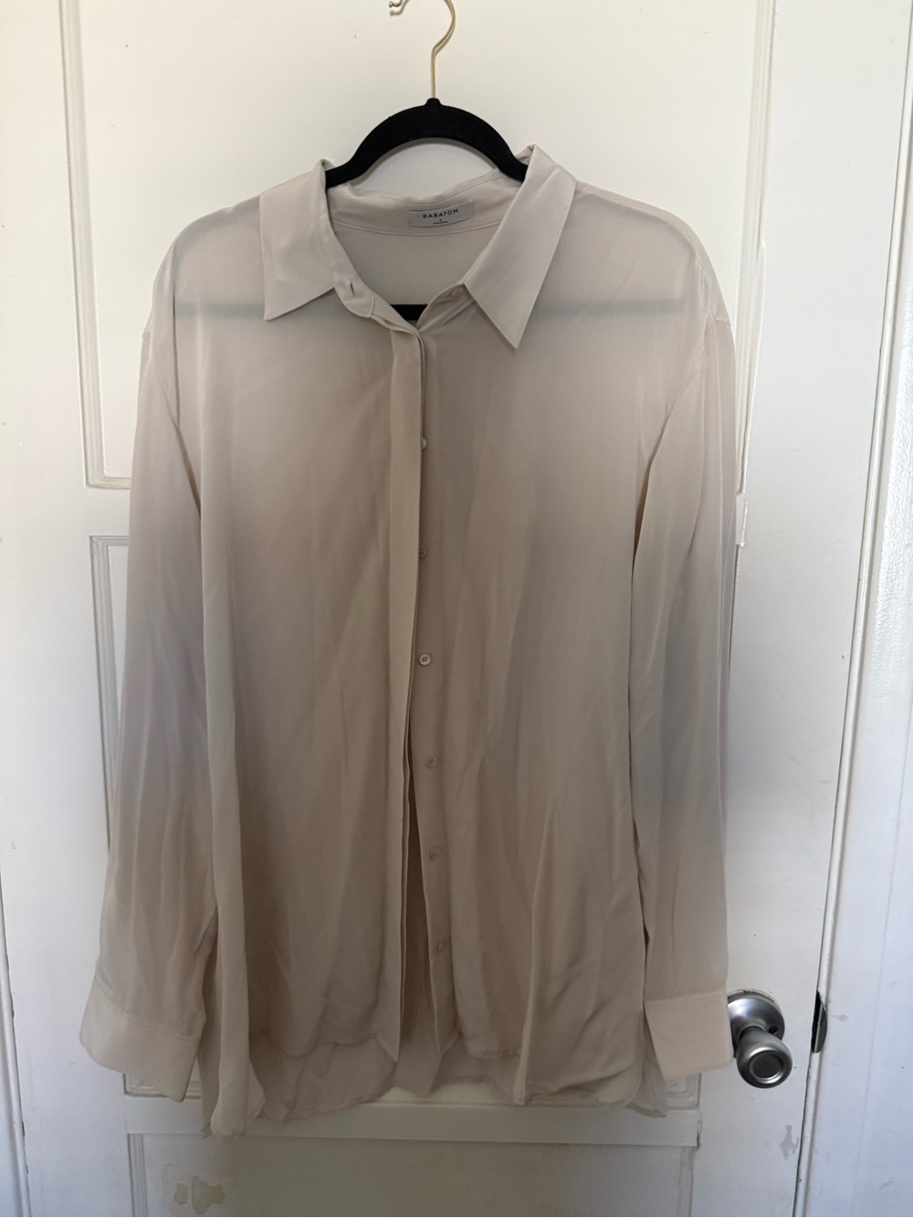 Babaton Soft Cream Collared Silk Blouse